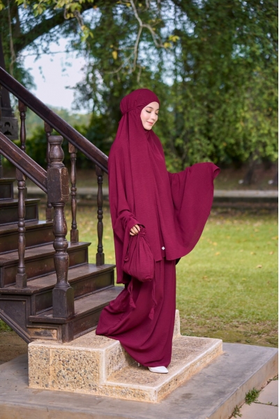 Telekung Lily Crimson Red